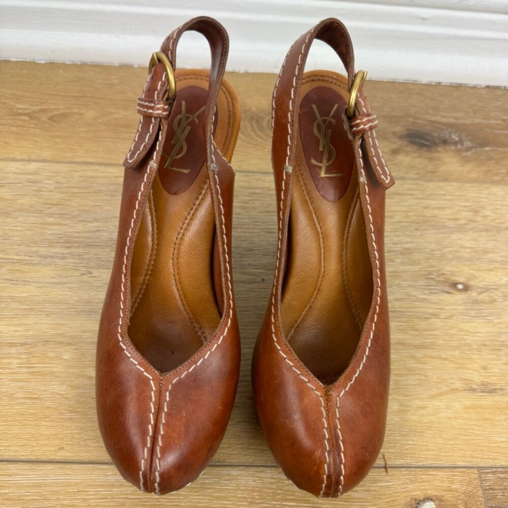 YSL leather platform pumps